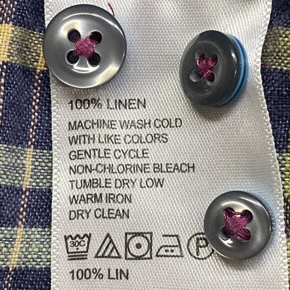 TOMMY BAHAMA Men Linen Shirt Button Long Sleeve Sz L Multicolor Casual Work 19-4 - Picture 8 of 8